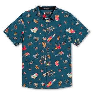 Baja Llama NEW El Sativo Tequila short sleeve button up Shirt Mens Medium